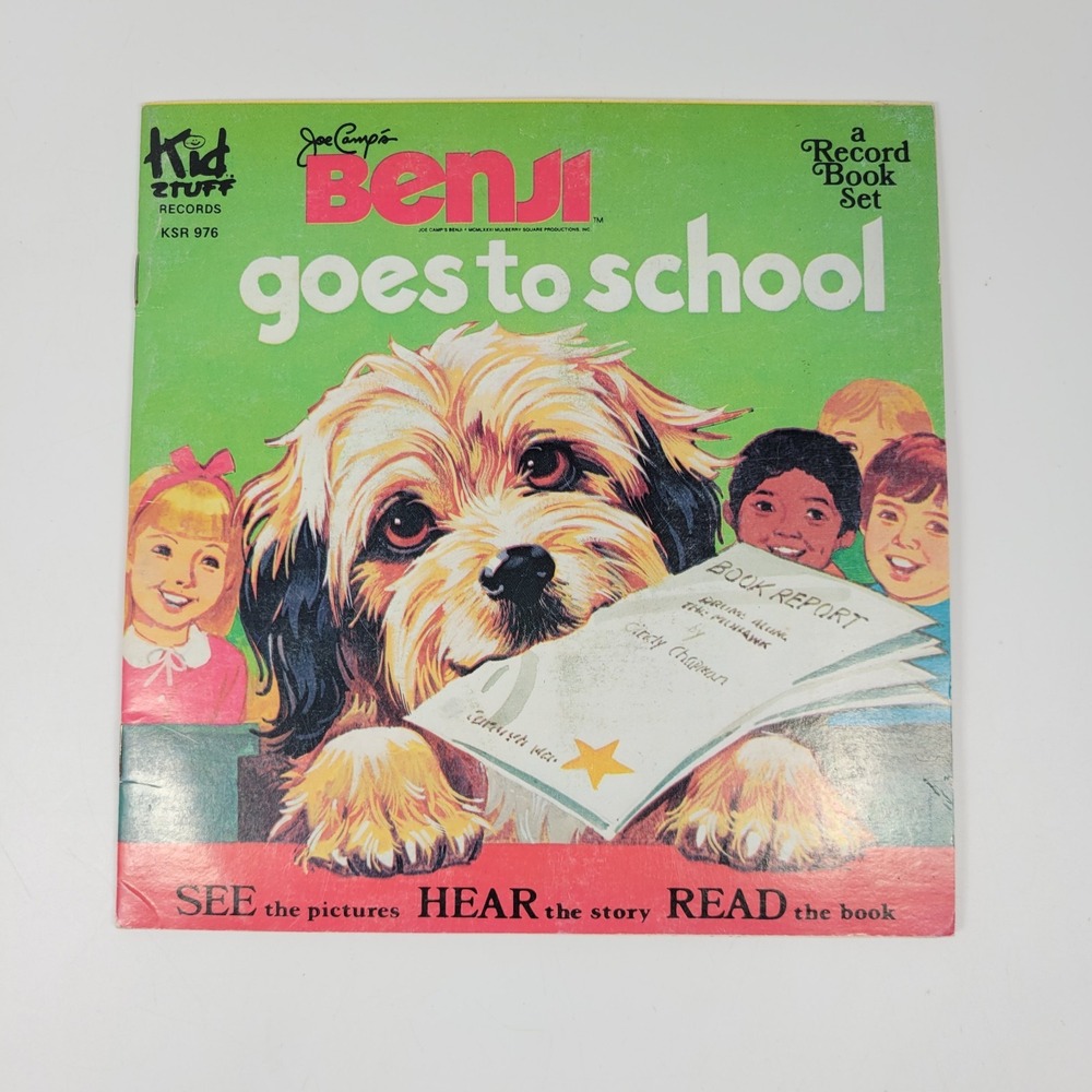 VTG Benji Goes To School See Hear Read Along Book & Vinyl Record Kid Stuff 1982 - Picture 4 of 8